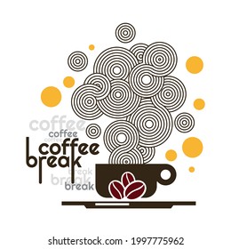 illustration abstract of a cup of coffee with typography on the side