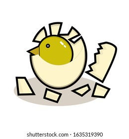illustration abstract cute chicken hatching from an egg design vector graphic