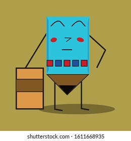 Illustration abstract cute pencil characters are friends with erasers logo design