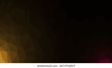 ILUSTRAÇÃO FUNDO ESCURO LARANJA AMARELO COLORIDO COM TRIÂNGULO POLIGONAL BAIXO POLI FORMAS CONECTADO PONTO PADRÃO DESIGN VETOR MODELO 