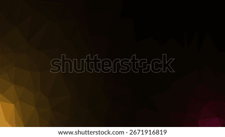 ILLUSTRATION ABSTRACT DARK BACKGROUND ORANGE YELLOW COLORFUL WITH TRIANGLE POLYGONAL LOW POLY SHAPES CONECTED DOT PATTERN DESIGN VECTOR TEMPLATE 