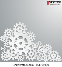 illustration of abstract design with in cog wheel and copy space. Vector, EPS10, editable and isolated.
