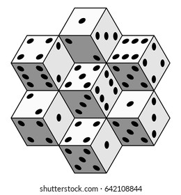 Illustration of the abstract dice cubes composition