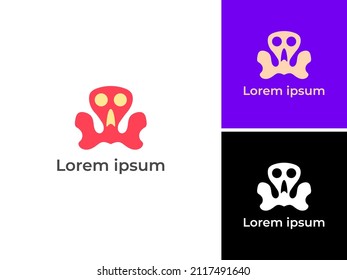 ILLUSTRATION ABSTRACT DOODLE ART OCTOPUS SKULL LOGO ICON ELEMENT DESIGN SIMPLE VECTOR