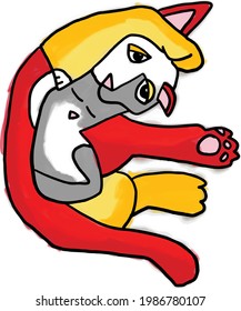 An illustration of abstract drawing of two cat