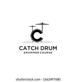 Illustration eines abstrakten Trommelzeichens mit einem Stick, um es für das Logo des Drum-Studienkurses zu treffen