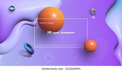 Ilustración de la forma abstracta del líquido dinámico líquido-fluido, fondo de color gradiente. 3d forma de burbuja de renderización, elemento vector mínimo. Diseño gráfico moderno tridimensional para portada de afiches, plantilla de banner