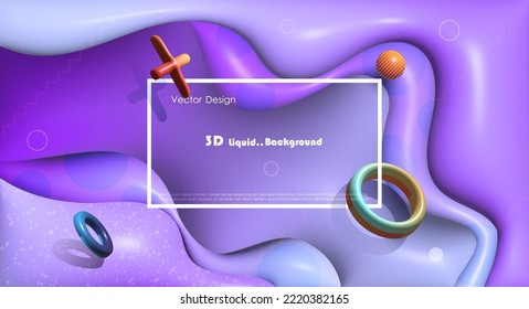 Illustration abstract dynamic liquid-fluid shape, gradient color background. 3d rendering bubble shape,element minimal vector. Modern graphic design three-dimensional for poster cover, banner template