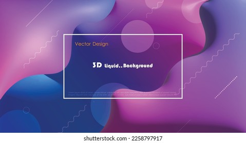 Illustration abstract dynamic liquid-fluid shape, gradient color background. 3d rendering bubble shape,element minimal vector. Modern graphic design three-dimensional for poster cover, banner template