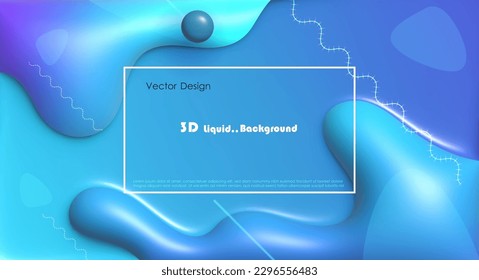 Illustration abstract dynamic liquid-fluid shape, gradient color background. 3d rendering bubble shape,element minimal vector. Modern graphic design three-dimensional for poster cover, banner template