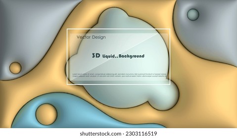Illustration abstract dynamic liquid-fluid shape, gradient color background. 3d rendering bubble shape,element minimal vector. Modern graphic design three-dimensional for poster cover, banner template
