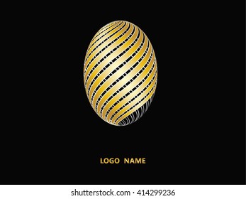 Illustration of abstract Easter colored gold eggs on a black background