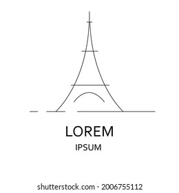 An illustration of abstract Eiffel Tower. Isolated on white. Line logo template.