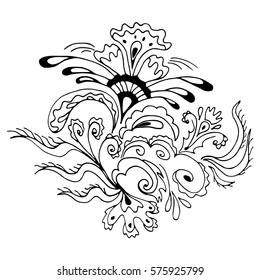Illustration of an abstract  element  with leaves and flower.