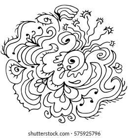 Illustration of an abstract  element  with spirals and waves.