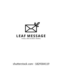 Illustration abstract envelope letter with nature leaf sign logo design template icon