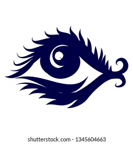 Illustration of Abstract Eye Icon. Isolated on White Background. Sketch for Tattoo, Hipster T-shirt Design. Coloring Book for Adults