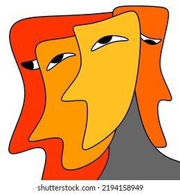 An illustration of abstract face art with some expression