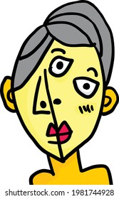 An illustration of abstract face drawing with simple lines