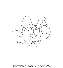 illustration of abstract face with one line art style. use for decoration, print or t-shirt design