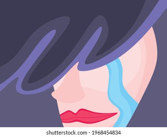 An illustration of abstract face with sad expression