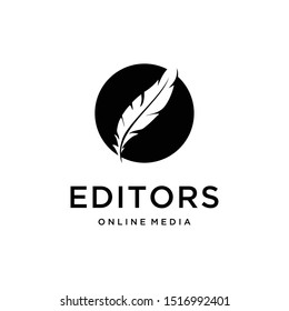 Illustration of abstract feather marks contained in a circle logo design