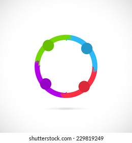 Illustration of abstract figures in a circle isolated on a white background.