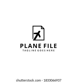 Illustration abstract file document with airplane sign logo design template