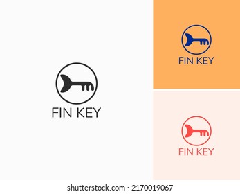 ILLUSTRATION ABSTRACT FIN KEY LOGO DESIGN SIMPLE VECTOR