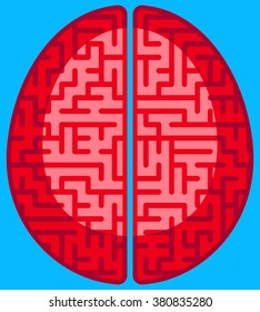 Illustration of the abstract flat concept brain icon