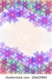 Illustration of abstract floral background with borders 