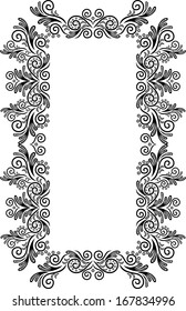 Illustration of abstract floral frame in black and white colours