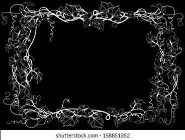 Illustration of abstract floral frame with dark background