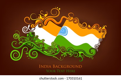 illustration of abstract floral Indian flag