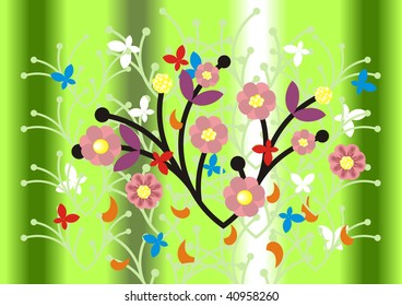 Illustration of abstract floral ornament and background