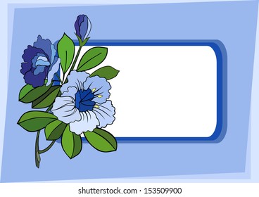 Illustration of abstract flower branch with frame and background