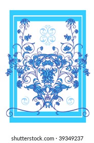 Illustration of abstract flower ornament in frame