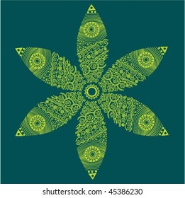 Illustration of abstract flower with vintage elements.