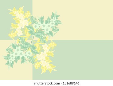 Illustration of abstract flowers and berries with background