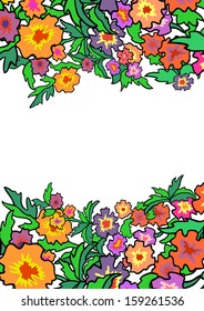 Illustration of abstract flowers border
