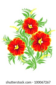 Illustration of abstract flowers branch