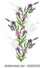 Illustration of abstract flowers branch with background