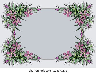 Illustration of abstract flowers frame