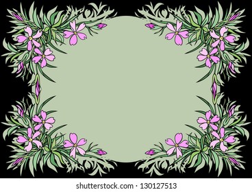 Illustration of abstract flowers frame