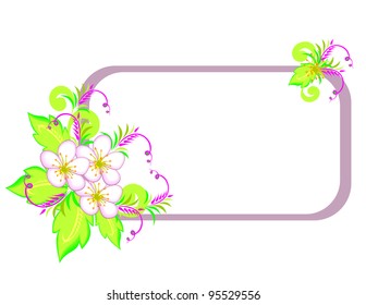 Illustration of abstract flowers with frame