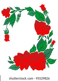 Illustration of abstract flowers with frame