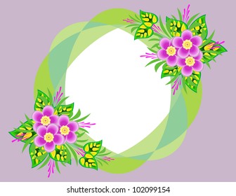 Illustration of abstract flowers in frame with background