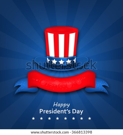 Illustration Abstract Flyer with Uncle Sam's Hat for Happy Presidents Day of USA - Vector