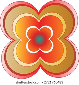 Illustration of abstract fourleaf clover shape with gradient colors and white outline