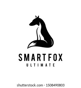 illustration of an abstract fox that appears to be looking at something like its prey silhouette logo design.